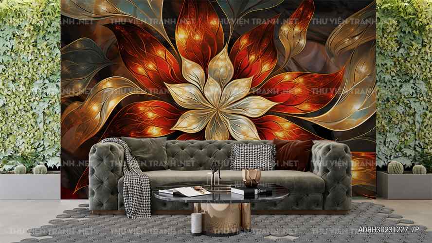 Tranh dán tường Hoa 3D- ADHH3D231227-7P - Tranh tường chất lượng cao